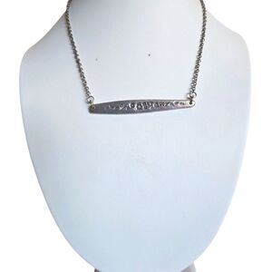 Silver Bar Floral Pendant Necklace with Delicate Chain